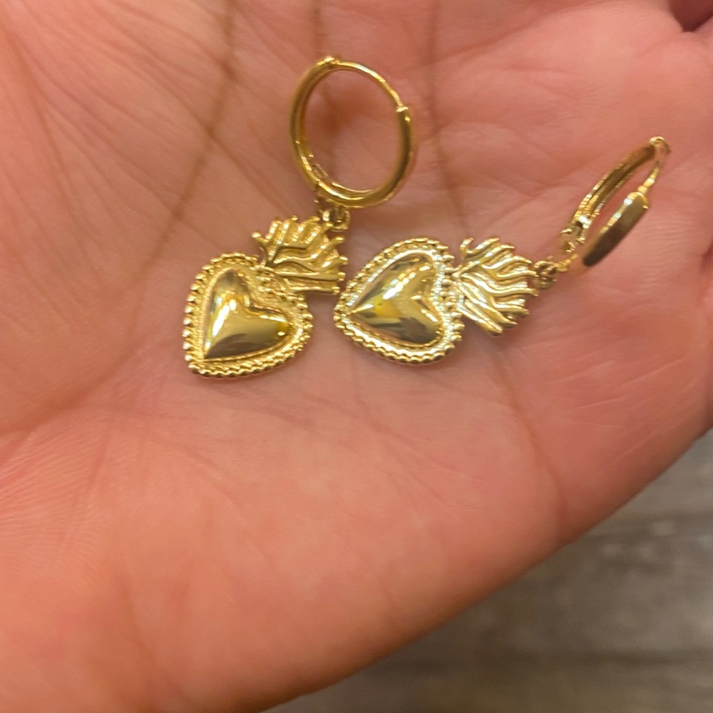 Gold Heart Hoop Earrings